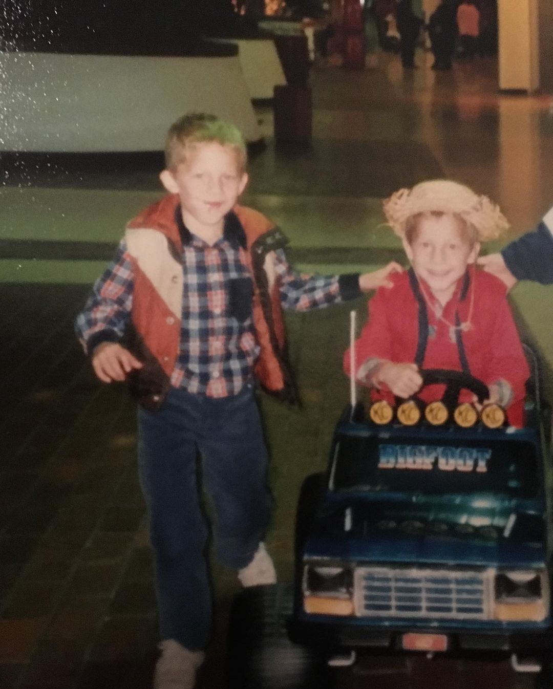 Chris Becker a me as a kid riding a monster truck