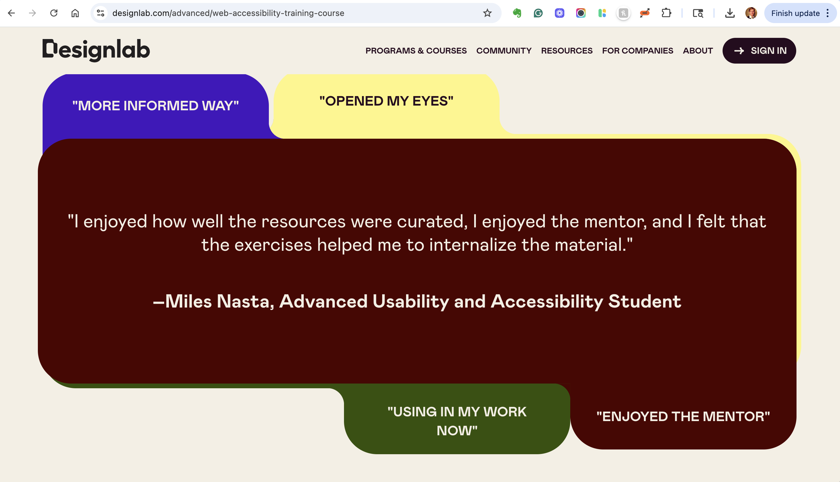 Quotes and slides on accessibility used in the course