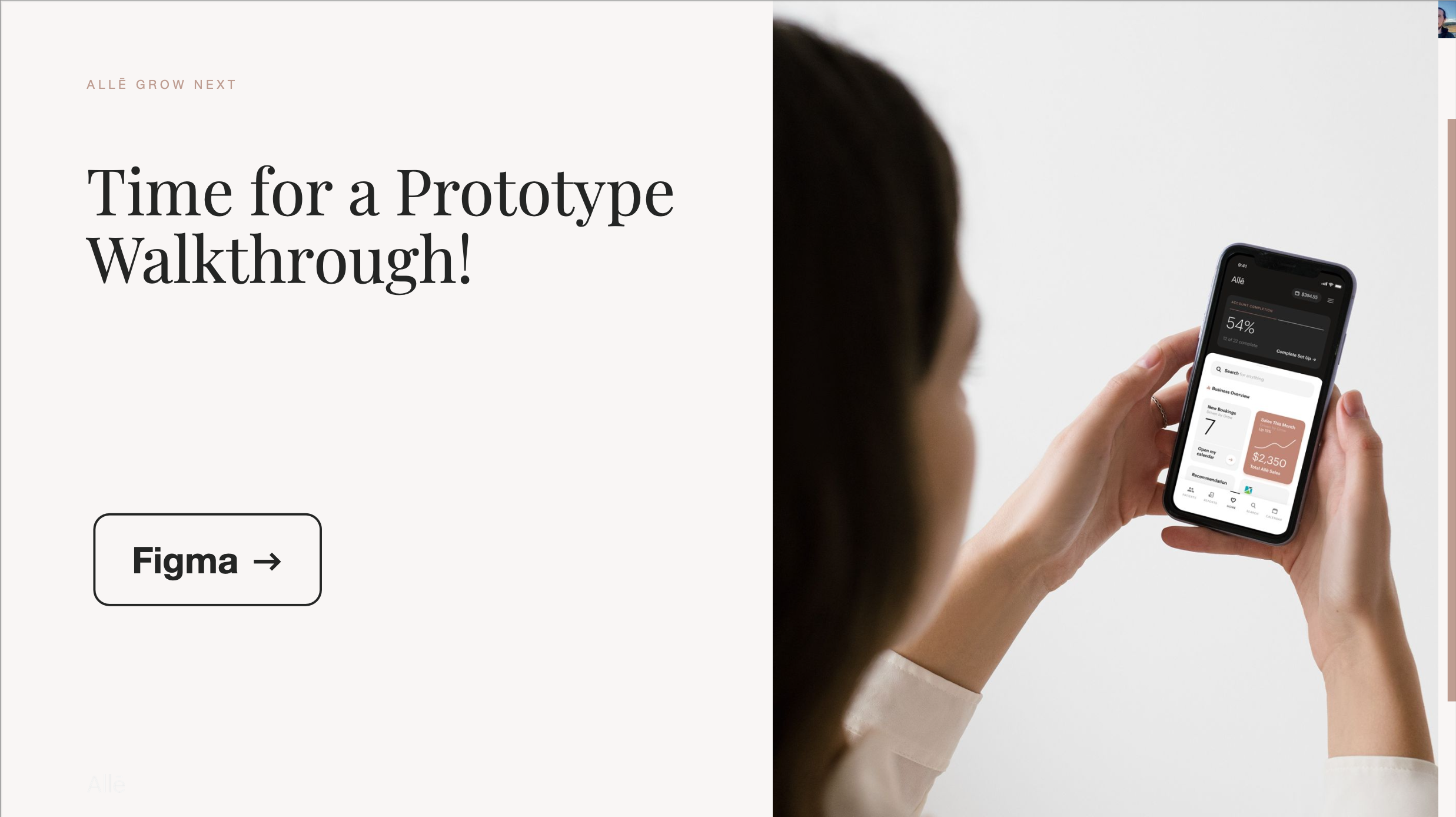 A promotional slide titled Time for a Prototype Walkthrough, with a phone in hand