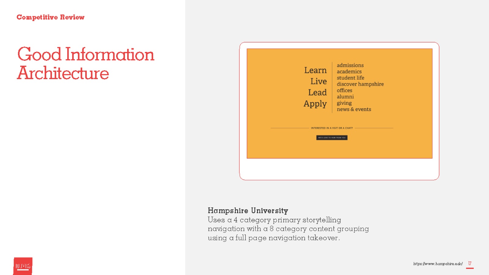 Competitive example from Hampshire College