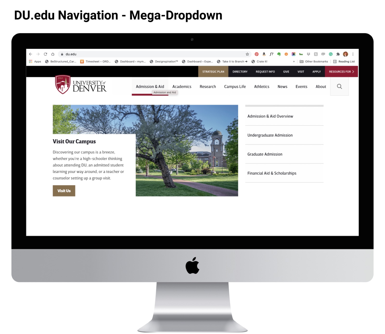 The DU.edu website redesign on desktop and mobile