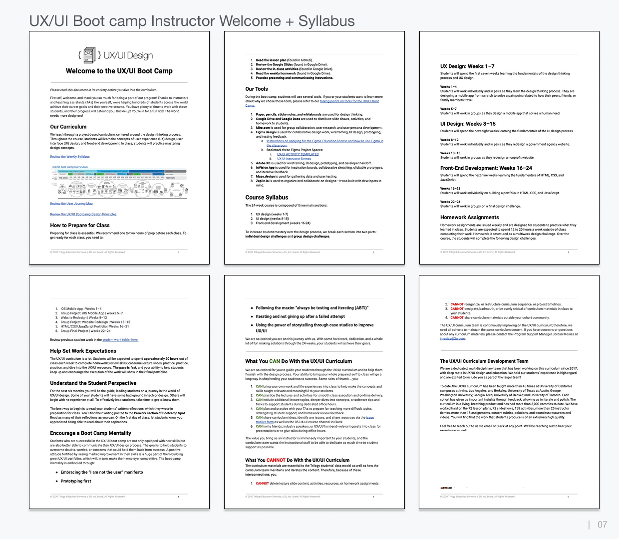 Instructor welcome guide and syllabus pages