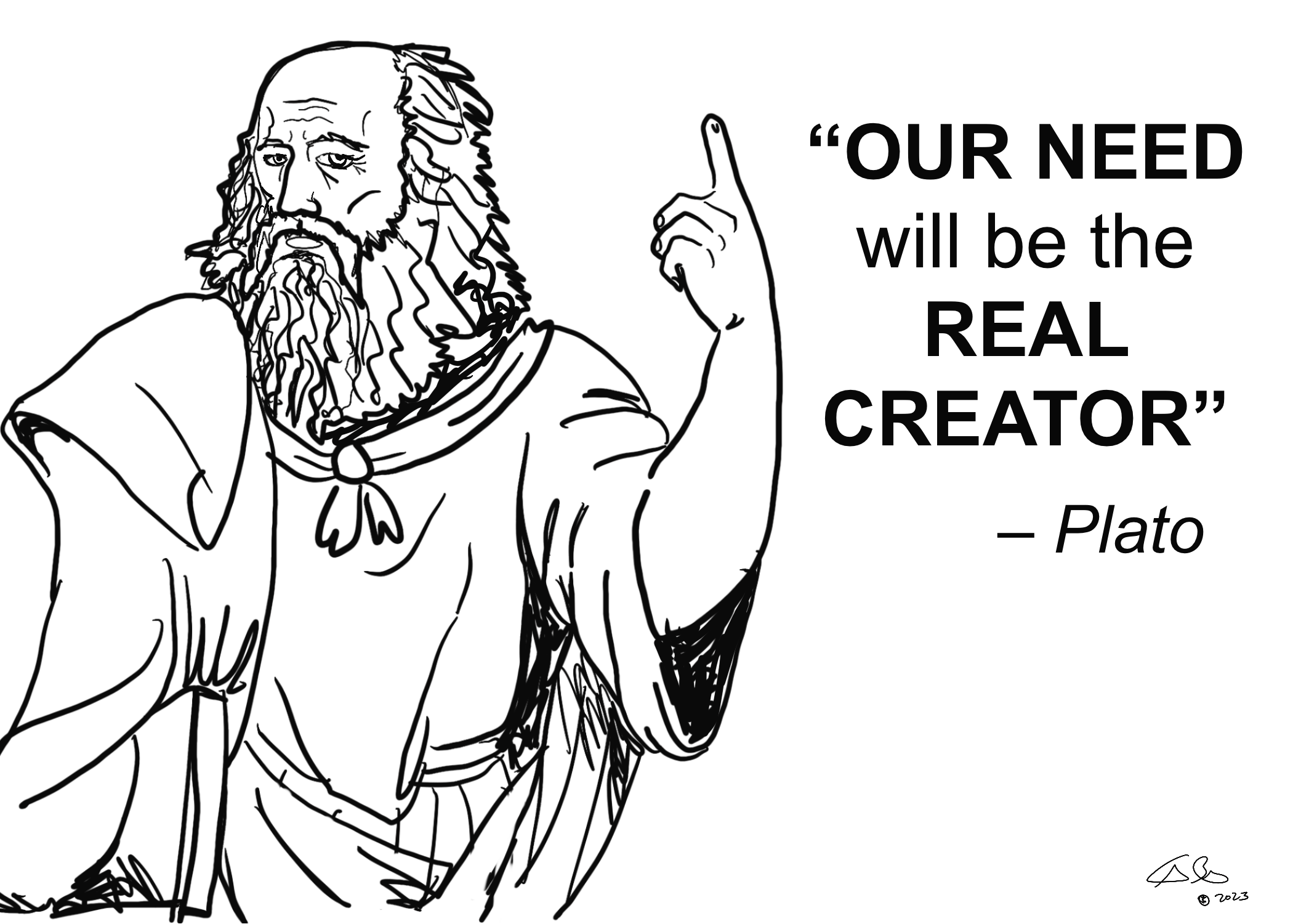 Illustration of Plato saying the 