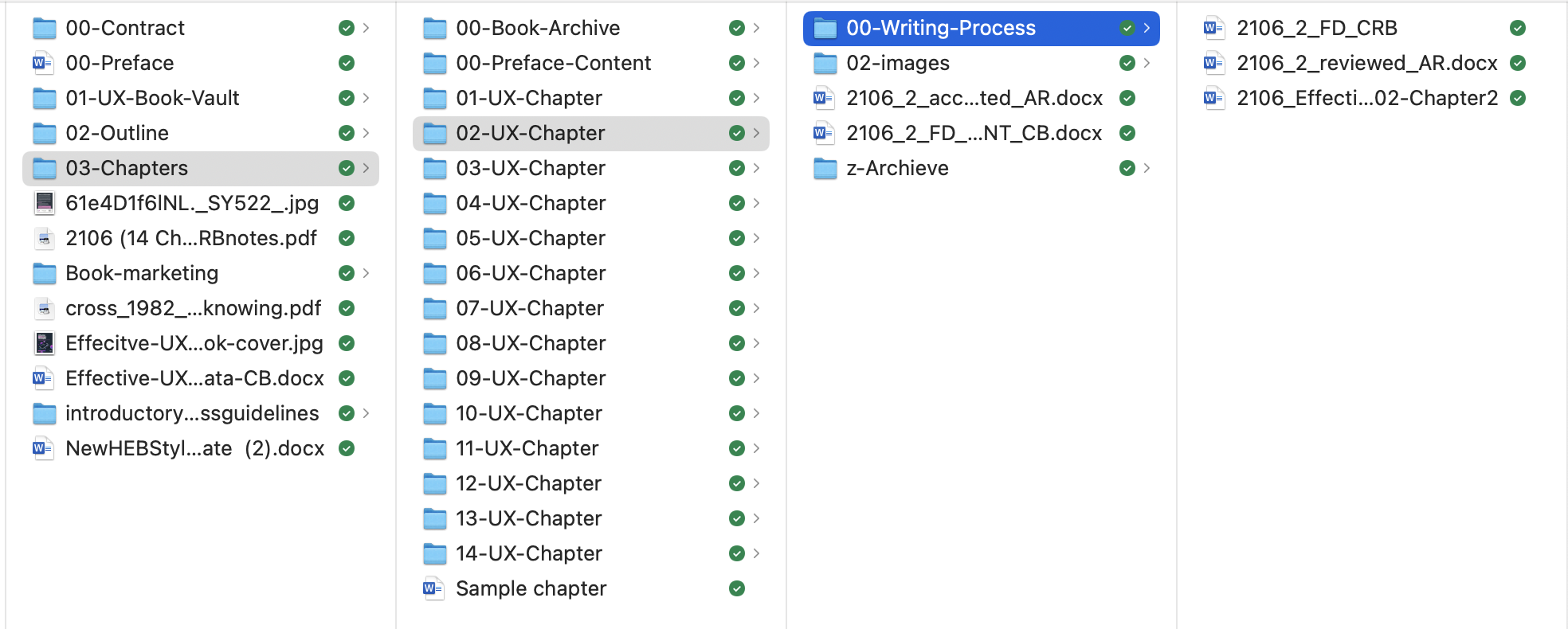 Screenshot of iOS folder system for the folders of the book