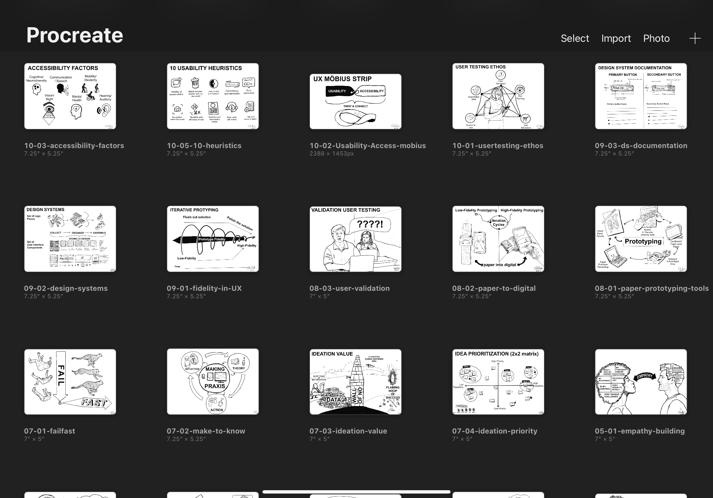 Screenshot of procreate ipad gallery