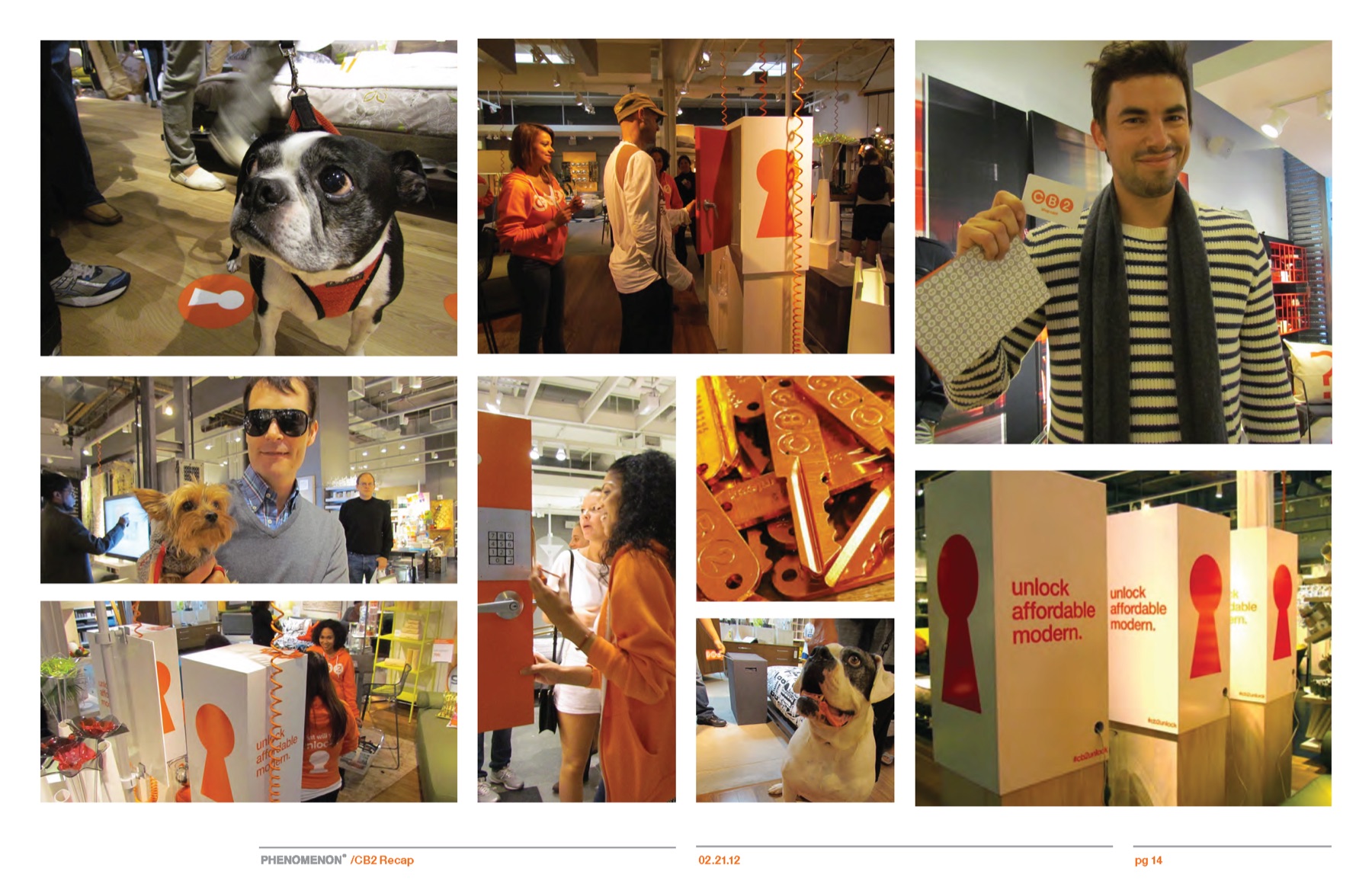 CB2 campaign results slide 12: In-store photos from the stores.