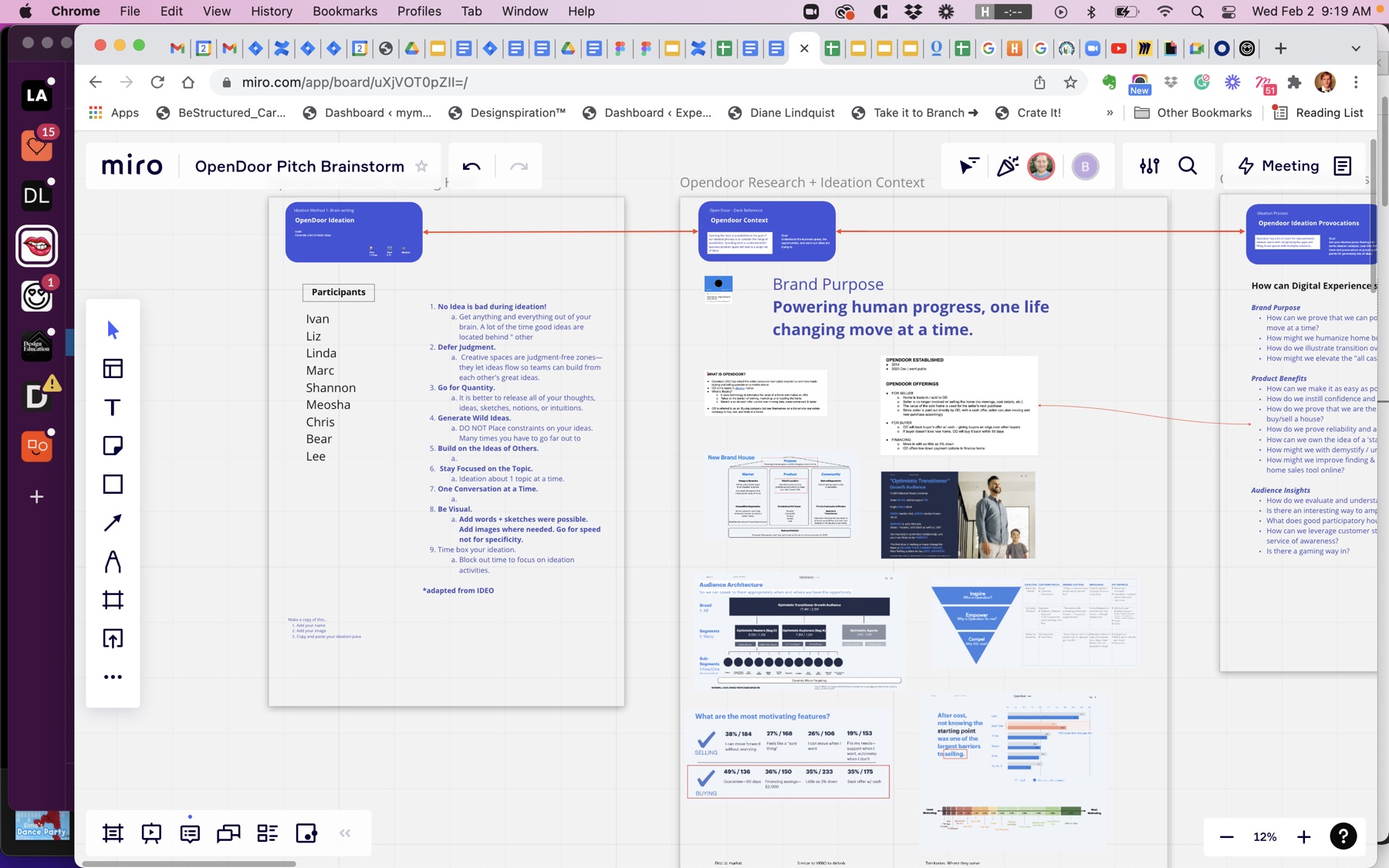 Miro board: Setting up: the session team, the purpose and the context the group worked from.