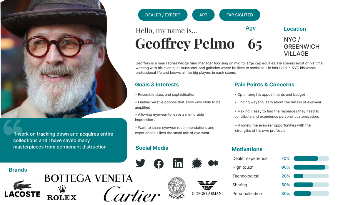 User persona: Geoffrey, 65